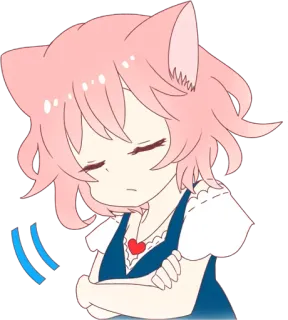 😒 Anime, Catgirl, Carino, Kawaii, Capelli rosa, Cartone animato, Illustrazione telegram sticker