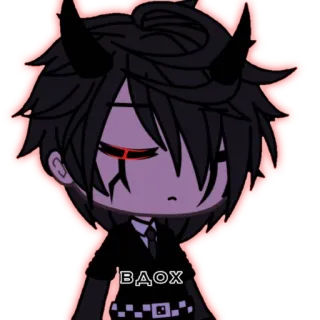 😞 BAOX démon, animé, personnage, gacha, rouge, cornes, sombre, gothique telegram sticker