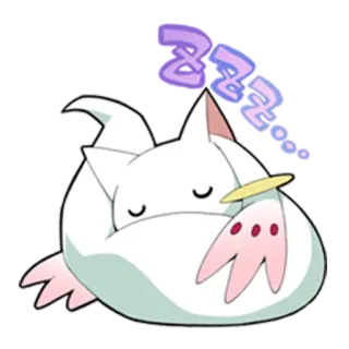 💤 Kyubey Puella Magi Madoka Magica ZZZ Anime, Dormire, Gatto, Magical Girl telegram sticker