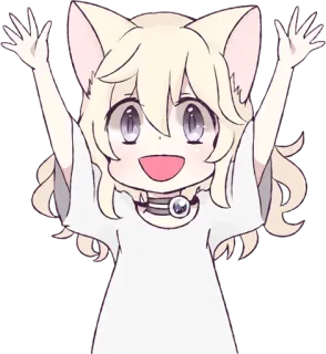 😃 anime, catgirl, cute, kawaii, anime cat, cartoon telegram sticker