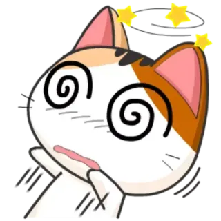 😵 gatto, stordito, cartone animato, malato, esausto, emoji telegram sticker