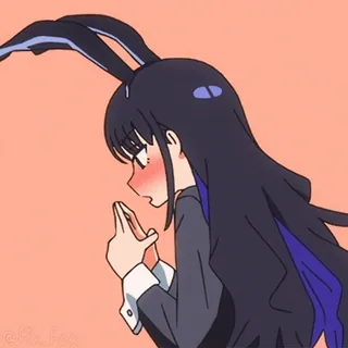 😅 อนิเมะ, กระต่าย, ผู้หญิง, เขินอาย, แอนิเมชัน telegram sticker
