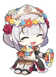 🌻 Chibi, Bloemenkrans, Schattig, Anime, Cartoon telegram sticker