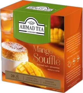 🥭 AHMAD TEA LONDON Mango Souffle Зеленый чай с ароматом мальцо и личи 20 LOOSE TEA IN PIRAMIDS DESSERT COLLECTION tea, mango, souffle, dessert, beverage, loose tea telegram sticker