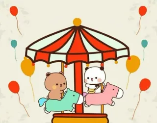 🎠 orso, panda, animali, giostra, carino telegram sticker