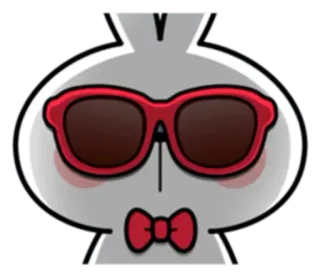 😎 ウサギ, メガネ, 蝶ネクタイ, 漫画 telegram sticker