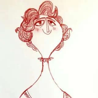 🙂 woman, sketch, portrait, illustration, drawing, cartoon, art whatsapp sticker