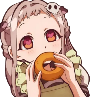 🍩 Anime, Fille, Donut, Manger, Mignon, Crâne, Kawaii telegram sticker