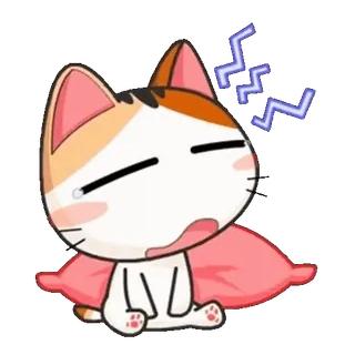 🥱 แมว, ง่วง, เหนื่อย, การ์ตูน, สัตว์, หมอน telegram sticker
