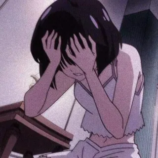 🍒 anime, sad, girl, emotional, depression telegram sticker