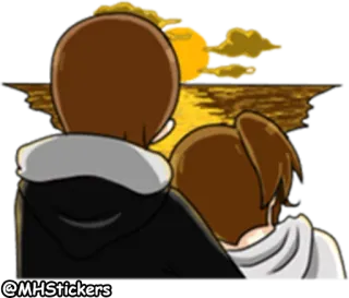 🤗 @MHStickers people, sunset, couple, emotions, affection, cartoon telegram sticker
