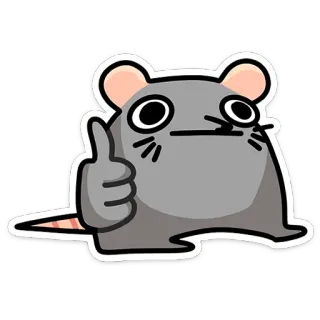 👍 rat, mignon, animal, pouce levé, dessin animé telegram sticker
