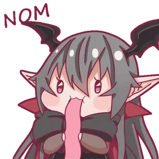 🦇 NOM Anime, Quỷ, Dễ thương, Ăn, Ngon, Hình dán telegram sticker