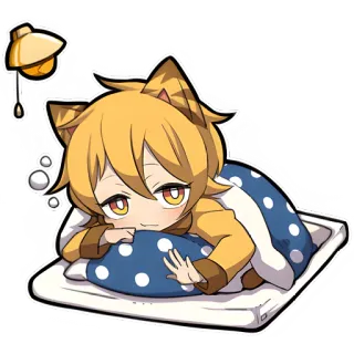 😴 졸린, 애니메이션, 카와이, 고양이, 귀여운, 치비 telegram sticker