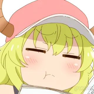 😠 Lucoa Miss Kobayashi's Dragon Maid @V2AY Anime, Rồng, Cô gái, Sticker, Dễ thương, Buồn ngủ telegram sticker