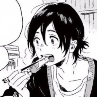 😦 eating, anime, manga, food, chopsticks telegram sticker