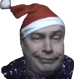 🎅 weihnachten, weihnachtsmütze, mann, porträt, winter, urlaub telegram sticker