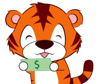 🐯 tiger, money, dollar, animal, cartoon, cute, wealth, finance telegram sticker