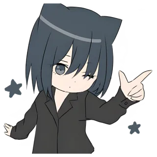 😉 Anime, Tai mèo, Nháy mắt, Hoạt hình, Nhân vật, Kawaii telegram sticker