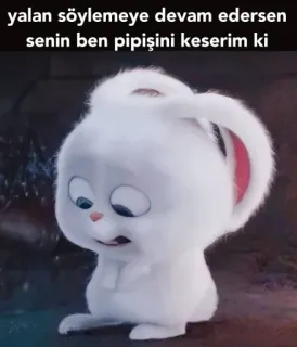 🔪 yalan söylemeye devam edersen senin ben pipişini keserim ki 토끼, 위협, 만화, 흰색, 동물, 귀여운 whatsapp sticker
