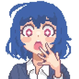 😳 anime, girl, cute, pixel art, surprised, school uniform telegram sticker
