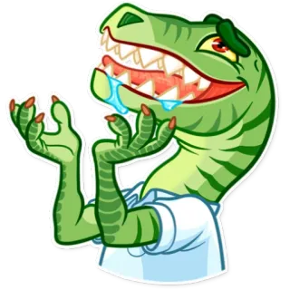 🤤 dinosaur, t-rex, cartoon, animal, reptile, cute, funny telegram sticker