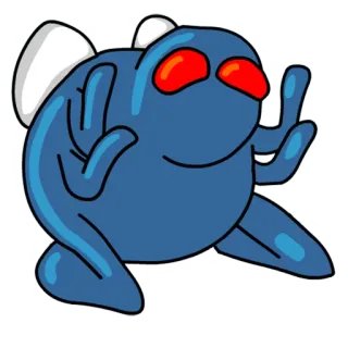 😣 cartoon, middle finger, offensive gesture, blue, illustration, sticker telegram sticker