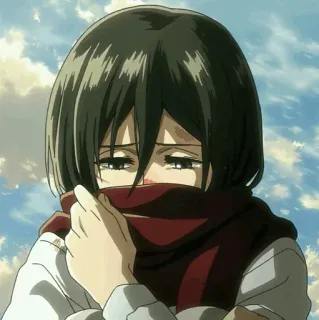 🌿 Mikasa Ackerman Attack on Titan anime, sad, crying, attack on titan, mikasa ackerman telegram sticker