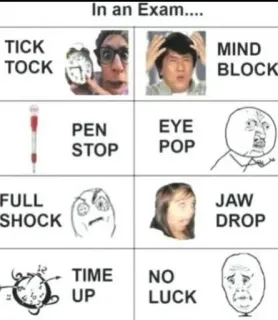 😑 Jackie Chan In an Exam.... TICK TOCK MIND BLOCK PEN STOP EYE POP FULL SHOCK JAW DROP TIME UP NO LUCK exam, meme, reaction, student, stress, test, fail, funny, study telegram sticker