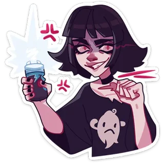🔋 девушка, мультфильм, электрошокер, злой, аниме telegram sticker