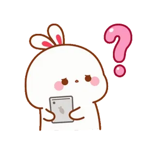 ❓ lapin, lapinou, point d'interrogation, iPad, dessin animé, mignon telegram sticker