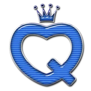 💖 królowa kier, serce, q, litera q, królewski, korona, niebieski telegram sticker