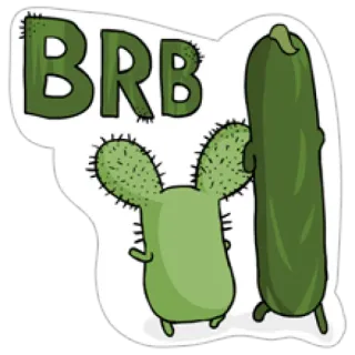 👲 BRB cactus, vegetal, vuelvo enseguida, verde, lindo, divertido, dibujos animados telegram sticker