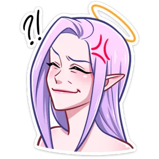 🤨 Аниме, Эльф, Раздраженный, Гало, Женщина, Мультфильм telegram sticker