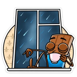 ☔️ chocolat, pluie, fenêtre, boisson, détente, dessin animé telegram sticker