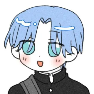 ☺️ anime, menino, personagem, desenho, cabelo azul, fofo telegram sticker