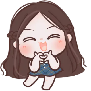 🧸 Dessin animé, Fille, Coeur, Mignon, Amour, Emoji telegram sticker