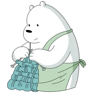 🧶 Ice Bear We Bare Bears Белый медведь, Мы обычные медведи, Вязание, Мультфильм, Медведь, Милый, Фартук telegram sticker