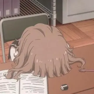 🔫 anime, agotado, estudiante, escuela, escritorio, durmiendo telegram sticker