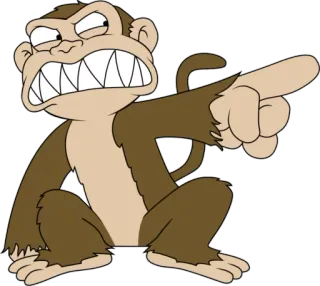👆 singe, dessin animé, en colère, pointant, animal telegram sticker