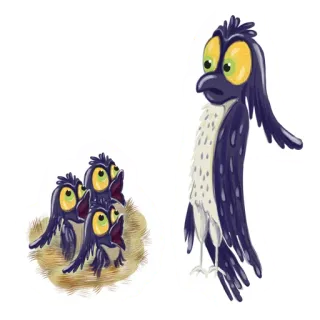 👶 Vogel, Nest, Küken, Cartoon, Tier, Vogel telegram sticker
