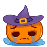 😭 Kürbis, Halloween, Traurig, Weinend, Hexe, Hut, Emoticon, Herbst telegram sticker
