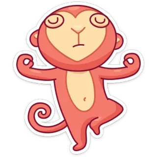 👳 małpa, joga, medytacja, spokojny, kreskówka, zwierzę whatsapp sticker