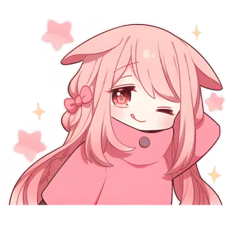 😋 Anime, Kawaii, Rosa, Menina, Fofo, Estrelas whatsapp sticker