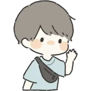 ✋ мультфильм, иллюстрация, персонаж, мальчик, милый, машет, дружелюбный telegram sticker