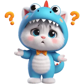 🤷‍♂ 猫, 恐竜, 質問, 可愛い, 動物, ステッカー telegram sticker