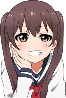 😁 anime, girl, cute, happy, smiling, cartoon telegram sticker
