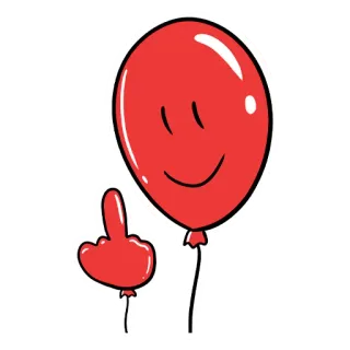 🎈 palloncino, dito medio, gesto offensivo, scortese, cartone animato, adesivo telegram sticker