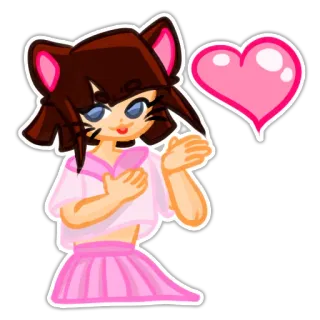 😘 Anime, Garota gato, Fofo, Kawaii, Coração, Desenho animado, Garota whatsapp sticker
