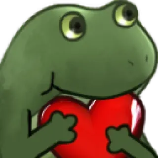 😁 カエル, ハート, 愛, 動物, 漫画, ステッカー telegram sticker
